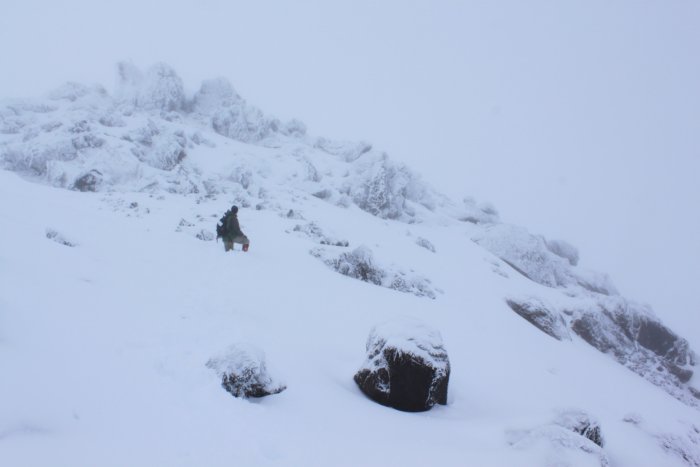 Monitor Ridge. Deep snow made for strenuous postholing and a good sense of adventure