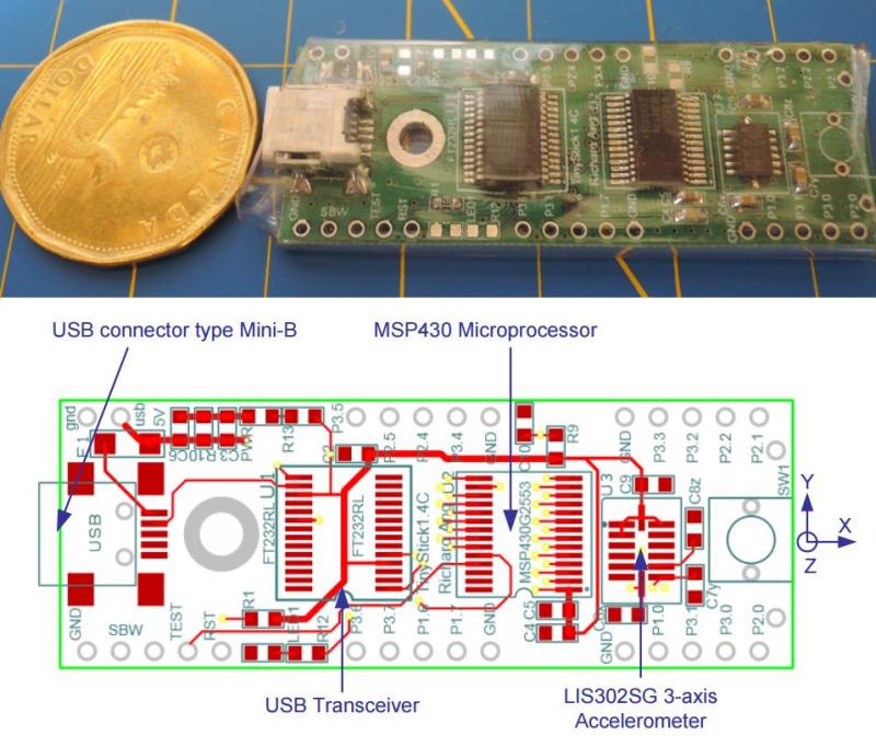 Schematic and photo of the PCB given to the students